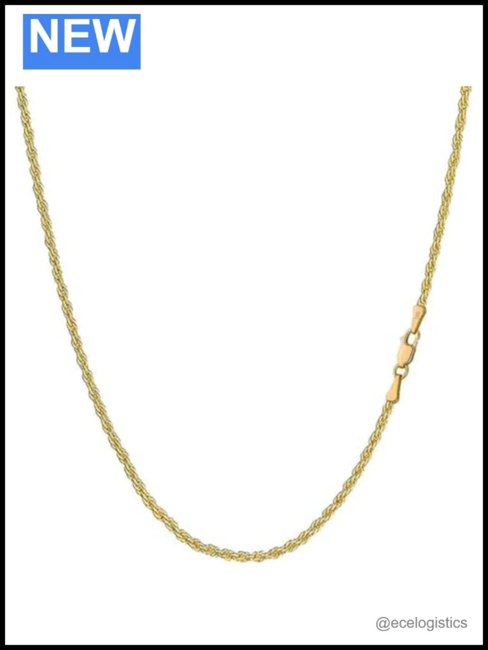 14K Solid Gold Rope Chain Necklace Lobster Claw Clasp Unisex Jewelry Gift